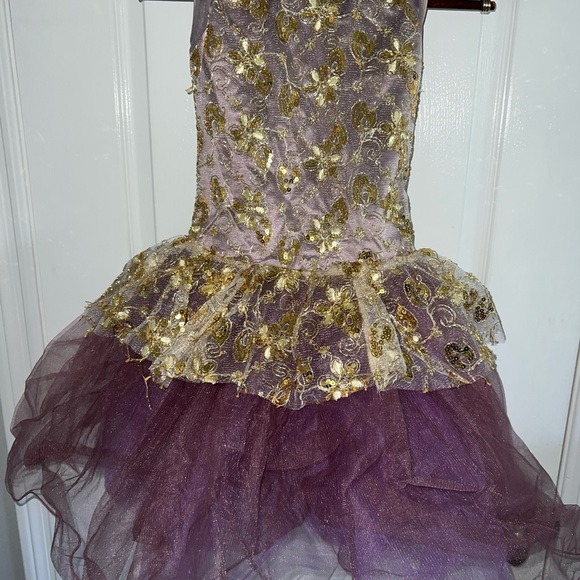 Weissman Dance Costume Purple Tulle and Gold Overlay Size MC - Picture 12 of 16